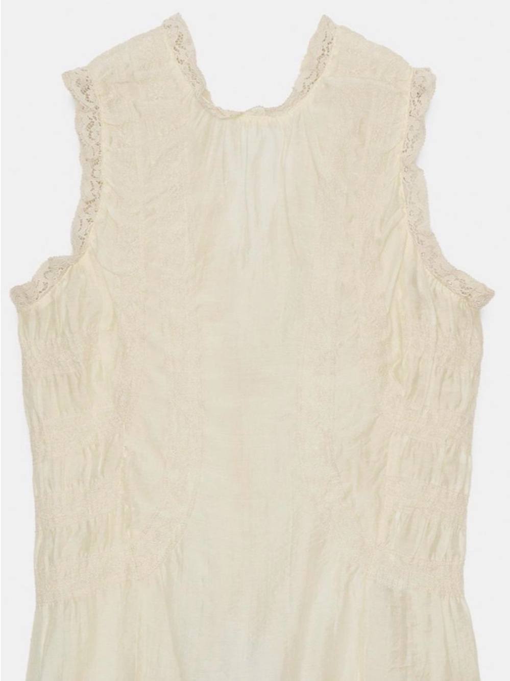 Zara Cream Lace-Trim Sleeveless Top